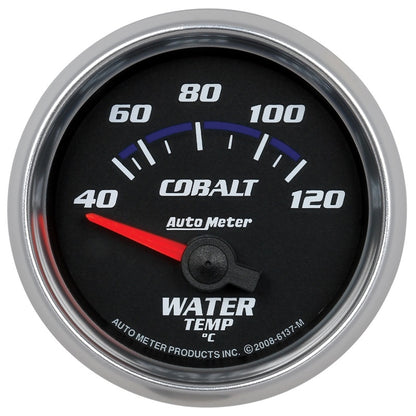 AutoMeter GAUGE; WATER TEMP; 2 1/16in.; 40-120deg.C; ELECTRIC; COBALT - eliteracefab.com