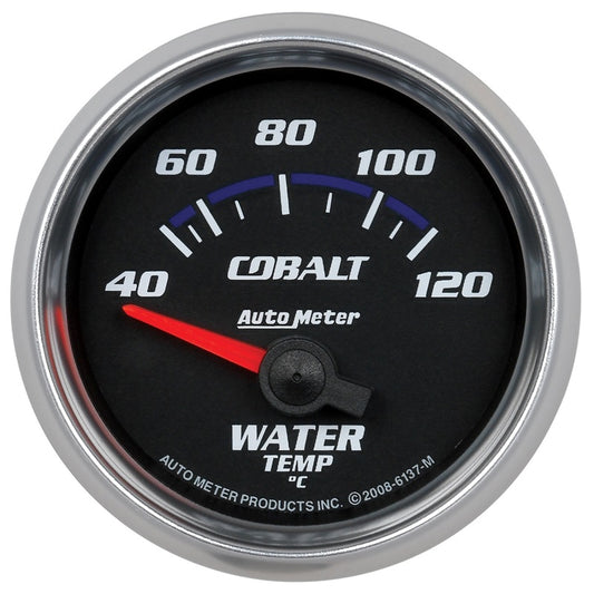 AutoMeter GAUGE; WATER TEMP; 2 1/16in.; 40-120deg.C; ELECTRIC; COBALT - eliteracefab.com
