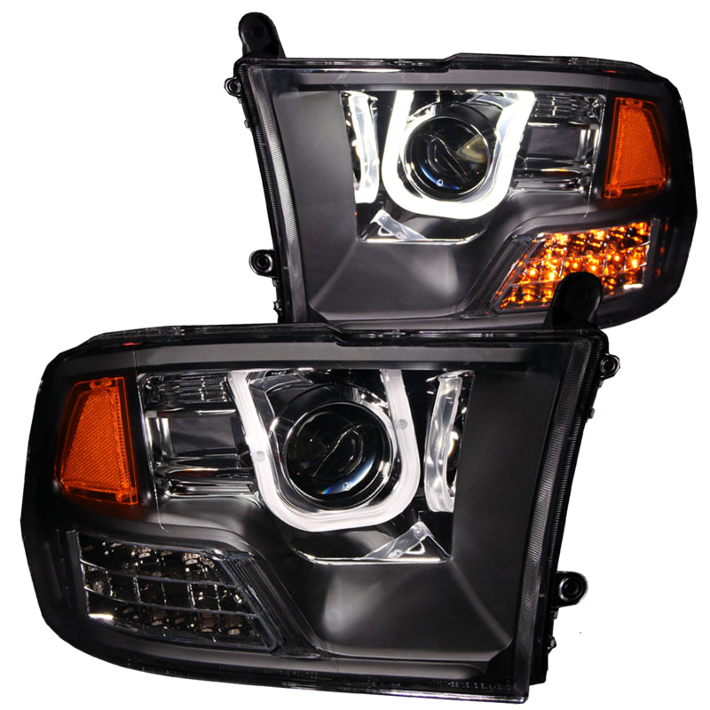 ANZO USA Dodge Ram 1500 / 2500 / 3500 Does Not Fit Models With Stock Projector Headlights Projector Headlights W/ U-Bar Black; 2009-2017 - eliteracefab.com