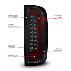 ANZO 15-21 Chevrolet Colorado Full LED Tail Lights w/ Red Lightbar Black Housing Smoke Lens - eliteracefab.com