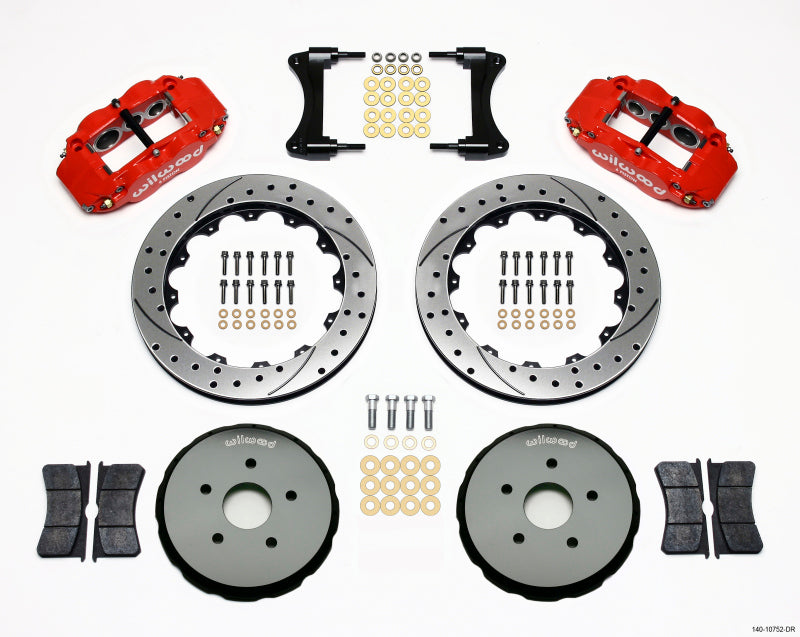 Wilwood Narrow Superlite 6R Front Hat Kit 12.88in Drilled Red 2008 Toyota Matrix Wilwood