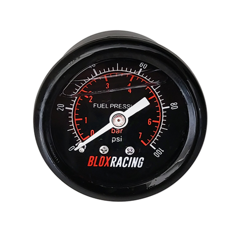 BLOX Racing Liquid-Filled Fuel Pressure Gauge 0-100psi (Black Face) BLOX Racing