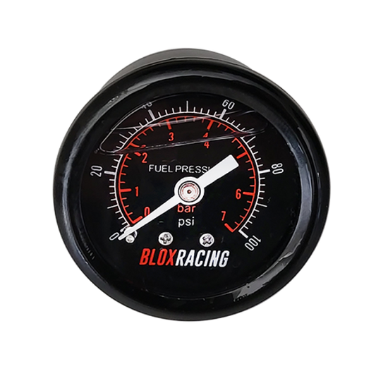 BLOX Racing Liquid-Filled Fuel Pressure Gauge 0-100psi (Black Face) BLOX Racing