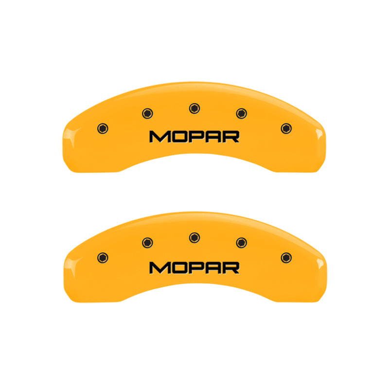 MGP 4 Caliper Covers Engraved Front & Rear Mopar Yellow Finish Black Char 2007 Dodge Durango MGP