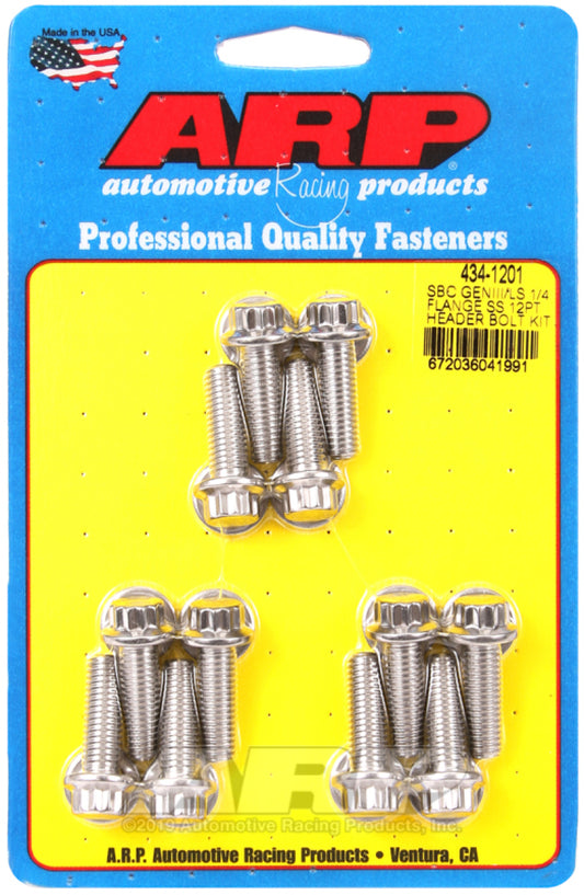ARP Chevy SBC/GenIII LS 1/4in Flange SS 12pt Header Bolt Kit ARP