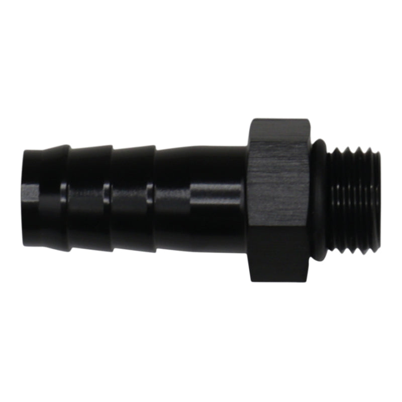 DeatschWerks 6AN ORB Male to 1/2in Male Triple Barb Fitting (Incl O-Ring) - Anodized Matte Black