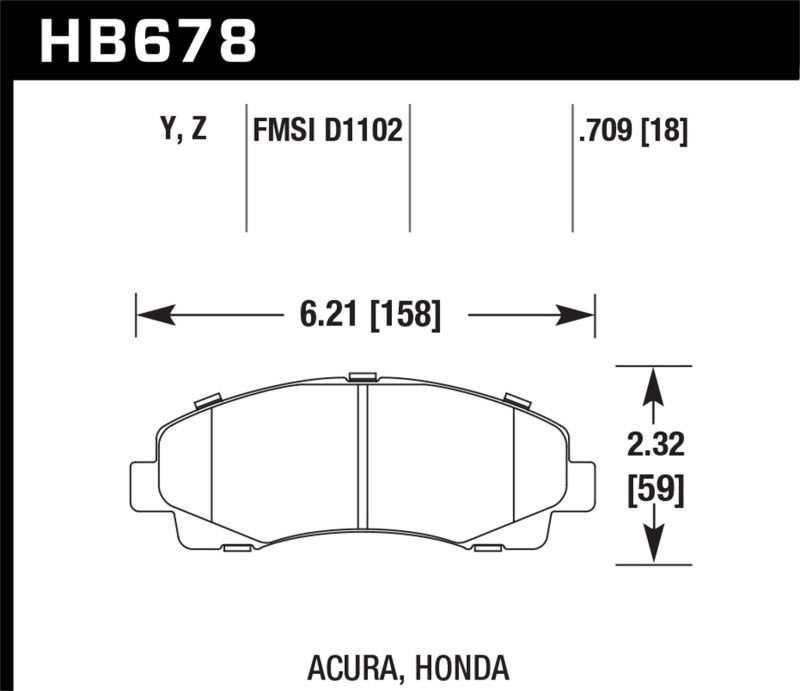 Hawk 2006-11 Honda Ridgeline 2009-13 Acura TL Street LTS Front Brake Pads - eliteracefab.com