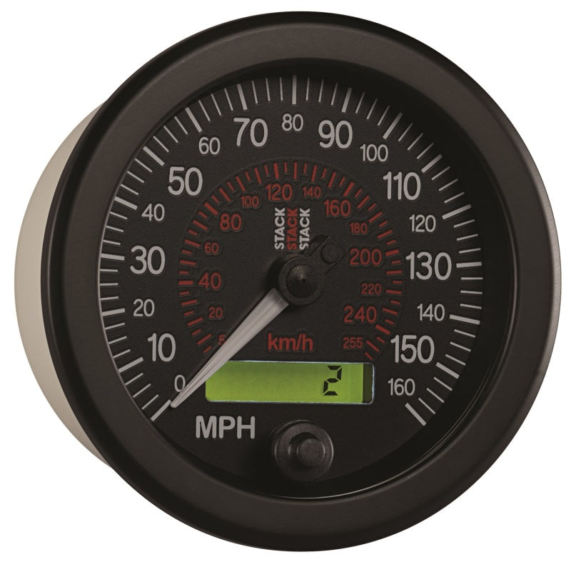Autometer Stack Instruments 88MM 0-160 MPH / 260 KM/H Programmable Speedometer - Black ST3801