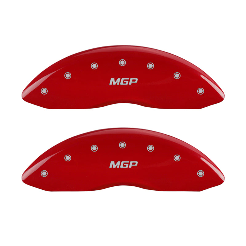 MGP 4 Caliper Covers Engraved Front & Rear MGP Red Finish Silver Char 2014 Chevrolet Express 2500 MGP