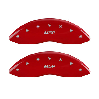 MGP 4 Caliper Covers Engraved Front & Rear MGP Red Finish Silver Characters 2016 Chevrolet SS MGP