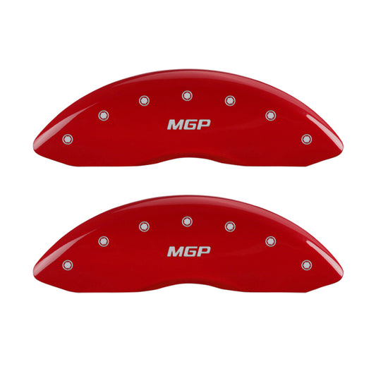 MGP 4 Caliper Covers Engraved Front & Rear MGP Red Finish Silver Characters 2018 Tesla S MGP