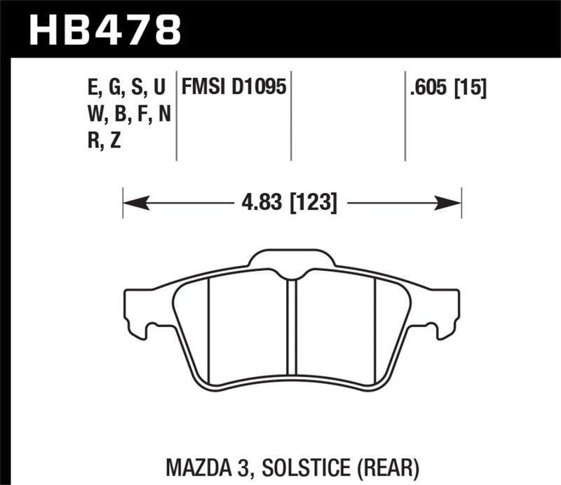 Hawk Performance Blue 9012 Rear Brake Pads - HB478E.605