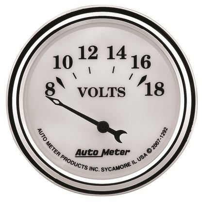 AutoMeter Gauge Voltmeter 2-1/16in. 18V Elec Old Tyme White II 1292