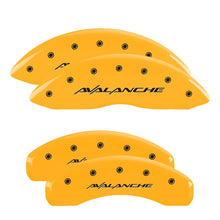 Load image into Gallery viewer, MGP 4 Caliper Covers Engraved Front &amp; Rear Avalanche Yellow finish black ch MGP