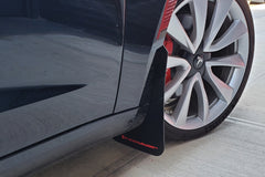 Rally Armor 17+ Tesla Model 3 UR Black Mud Flap w/ White Logo - eliteracefab.com
