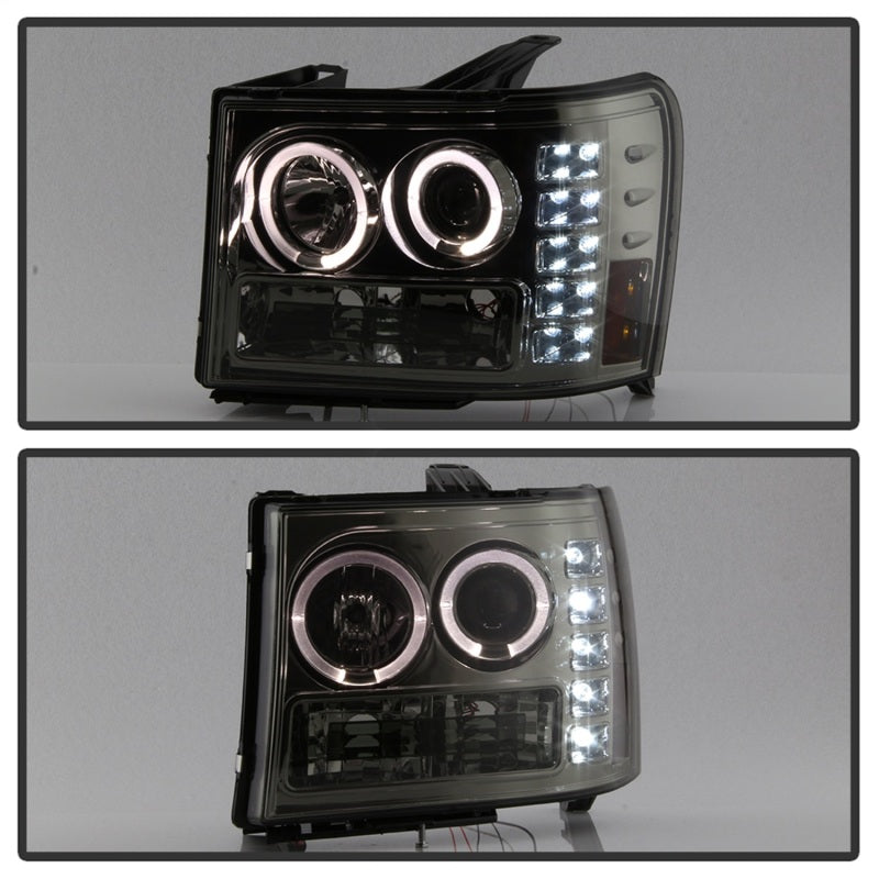 Spyder GMC Sierra 1500/2500/3500 07-13 Projector Headlights LED Halo- LED Smoke PRO-YD-GS07-HL-SM - eliteracefab.com