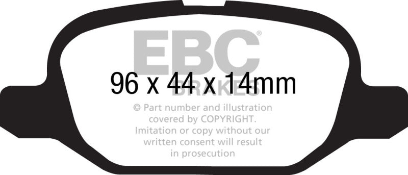 EBC 11+ Fiat 500 1.4 (ATE Calipers) Ultimax2 Rear Brake Pads - eliteracefab.com