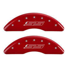 Load image into Gallery viewer, MGP 4 Caliper Covers Engraved Front &amp; Rear Gen 5/SS Red finish silver ch - eliteracefab.com