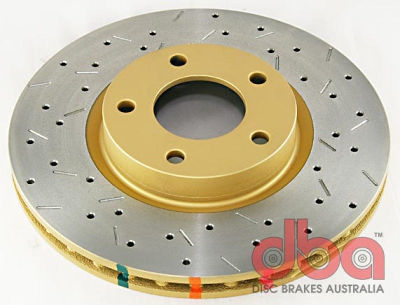 DBA 04-05 Mazda 3 2.3L (exc. MazdaSpeed) Front Drilled & Slotted 4000 Series Rotor DBA