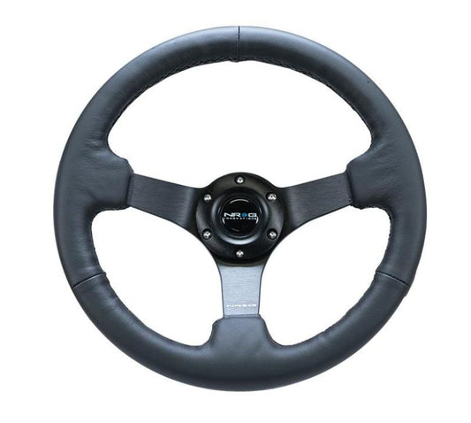 NRG Innovations 330mm Compact Deep Dish Steering Wheel - Leather - Matte Black Spokes – RST-033BK-R