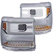 Load image into Gallery viewer, ANZO USA Chevrolet Silverado Projector Headlights W/ Plank Style Chrome W/ Amber; 2016-2018 - eliteracefab.com