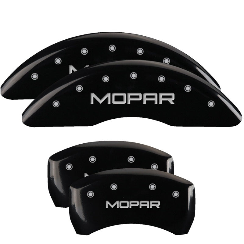 MGP 4 Caliper Covers Engraved Front & Rear MOPAR Black finish silver ch