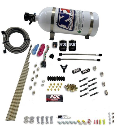 Nitrous Express 8 Cyl Dry Direct Port, 2 Solenoids, w/ 10 lb Bottle (200-600 HP Jetting) - 93006-10