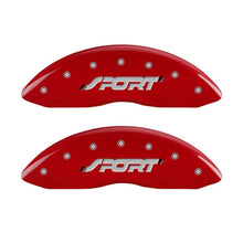 Load image into Gallery viewer, MGP 4 Caliper Covers Engraved Front &amp; Rear SPORT Red finish silver ch - eliteracefab.com