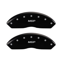 Load image into Gallery viewer, MGP Front set 2 Caliper Covers Engraved Front MGP Black finish silver ch MGP