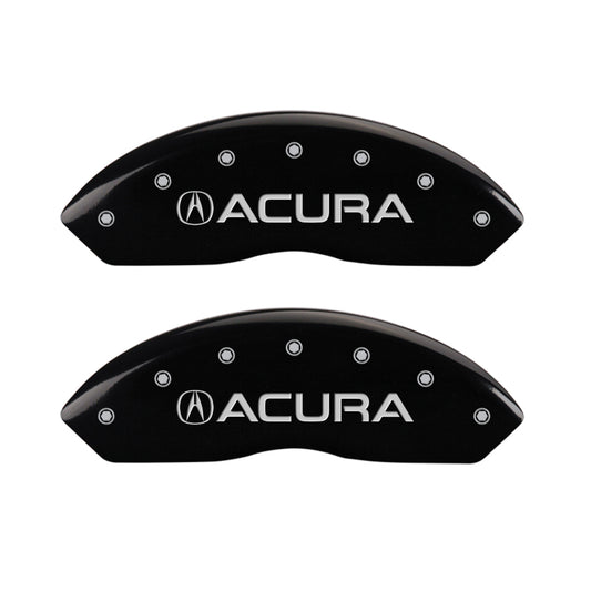 MGP 4 Caliper Covers Engraved Front Acura Engraved Rear TLX Black finish silver ch MGP