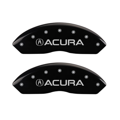 MGP 4 Caliper Covers Engraved Front Acura Engraved Rear RLX Black finish silver ch MGP