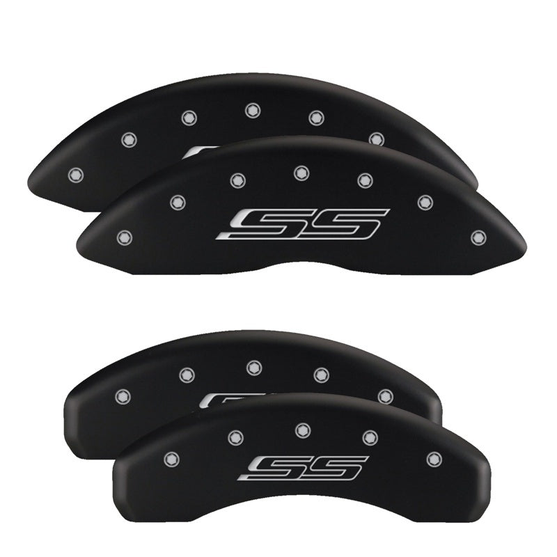 MGP Front set 2 Caliper Covers Engraved Front Bowtie Black finish silver ch MGP