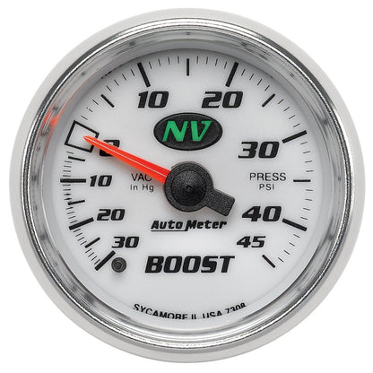 Autometer 52mm Mechanical 30 In Hg-Vac/45 PSI Vacuum / Boost Gauge 7308