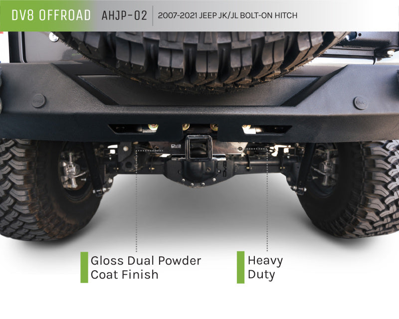 DV8 Offroad 07-25 Jeep Wrangler (JK/JL) Bolt-On Hitch w/o Lights  AHJP-02