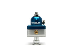 Fuelab 575 High Pressure Adjustable Mini FPR Blocking 25-65 PSI (1) -6AN In (2) -6AN Out - Blue