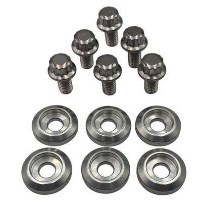 BLOX Racing New Fender Washers Kit M6 12pt - 6pc Large Diameter Silver BLOX Racing