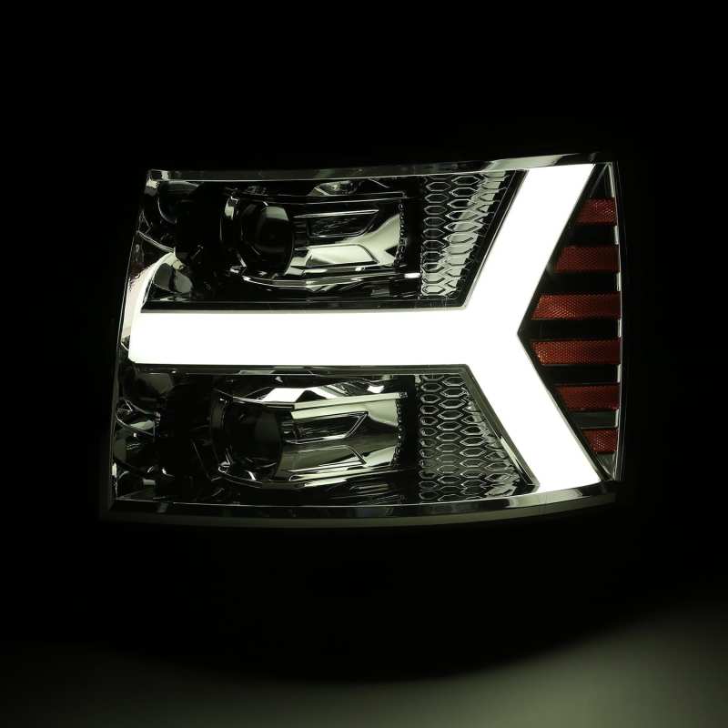 AlphaRex 880222 07-13 Chevy 1500 LUXX LED Proj Headlights Plank Design Chrome w/ Activ Light/Seq Signal/DRL