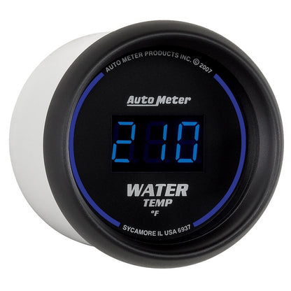 AutoMeter GAUGE; WATER TEMP; 2 1/16in.; 340deg.F; DIGITAL; BLACK DIAL W/BLUE LED - eliteracefab.com