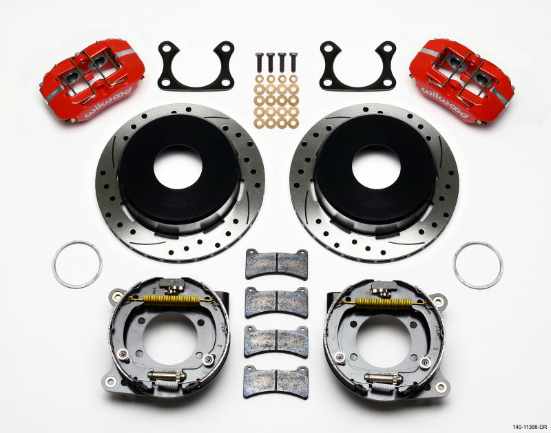 Wilwood Dynapro Low-Profile 11.00in P-Brake Kit Drill-Red Big Ford 2.36in Offset Currie Wilwood