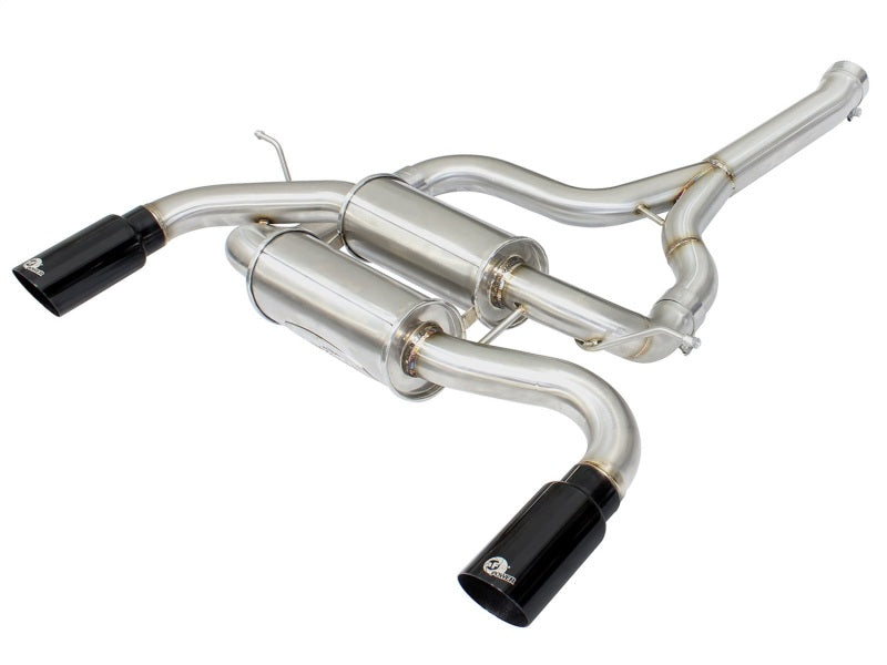 aFe MACHForce XP SS-304 Black Tip 2.5in Dia Axle Back Exhaust 12-15 BMW 335i (F30) 3.0L (t) aFe