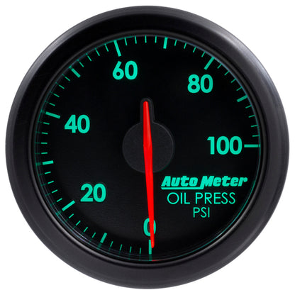 Autometer Airdrive 2-1/6in Oil Pressure Gauge 0-100 PSI - Black 9152-T