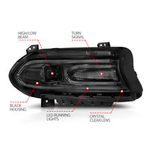 Load image into Gallery viewer, ANZO 2015-2018 Dodge Charger Projector Headlights Plank Style Black - eliteracefab.com