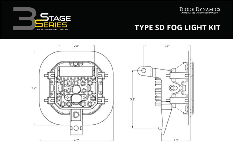 Diode Dynamics SS3 Sport Type SD Kit ABL - Yellow SAE Fog