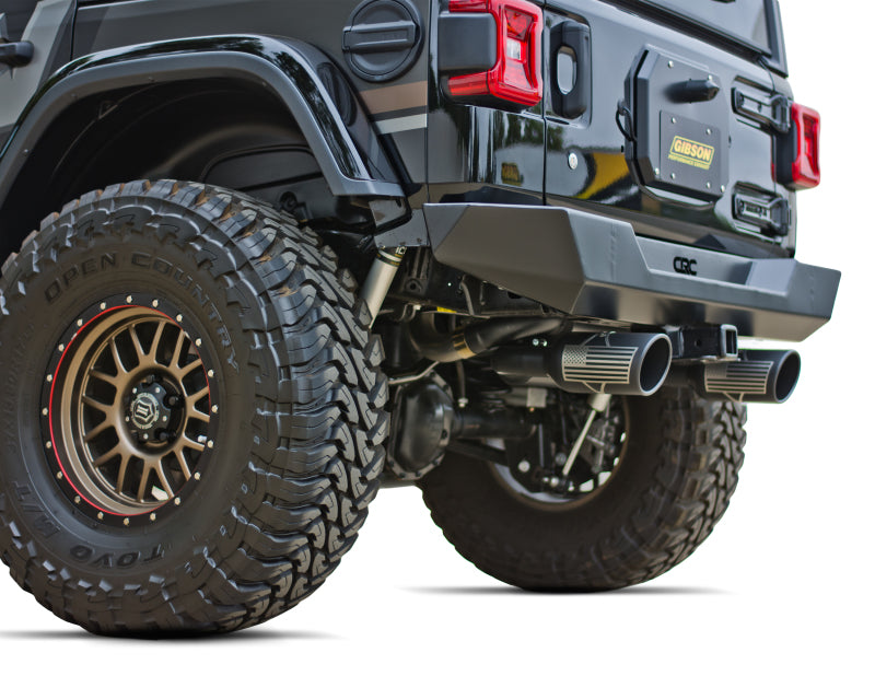 Gibson 07-10 Jeep Wrangler JK X 3.8L 2.5in Patriot Series Cat-Back Dual Split Exhaust - Blk Ceramic - eliteracefab.com