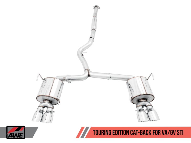 AWE Tuning Subaru STI VA / WRX GV / STI GV Sedan Touring Edition Exhaust - Chrome Silver Tip (102mm) - eliteracefab.com