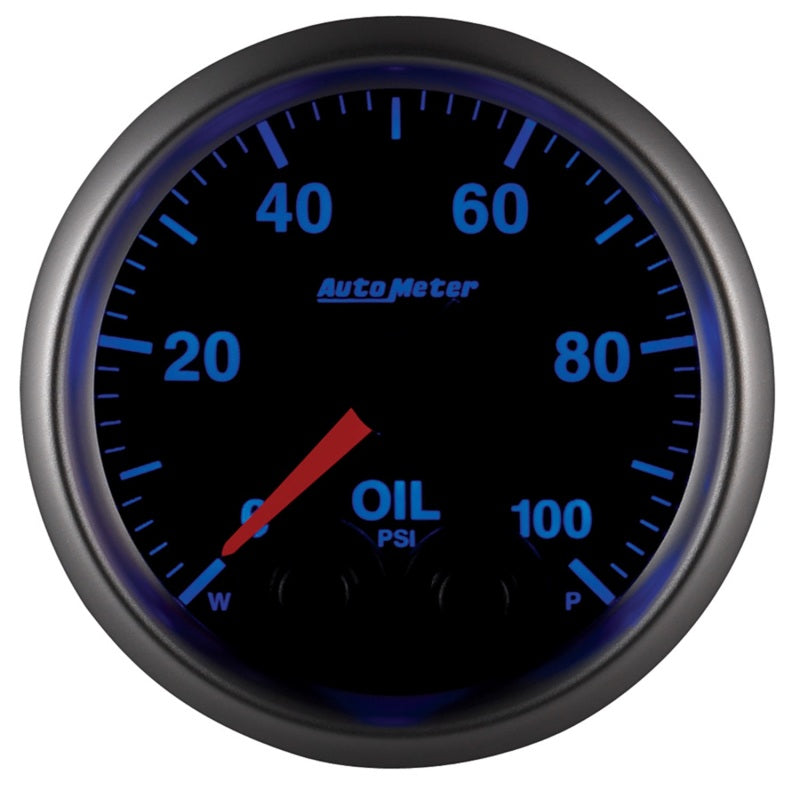 AutoMeter GAUGE; OIL PRESS; 2 1/16in.; 100PSI; STEPPER MOTOR W/PEAK/WARN; ELITE - eliteracefab.com