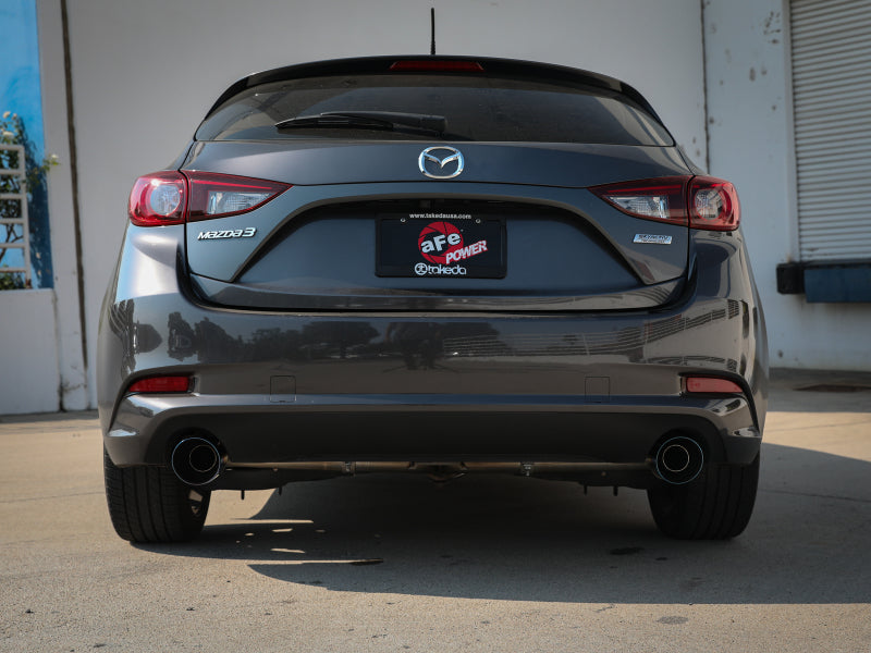 aFe Takeda 2-1/2in 304 SS Cat-Back Exhaust w/ Blue Flame Tips 14-18 Mazda 3 L4 2.0L/2.5L aFe