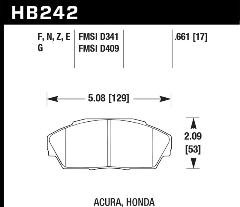 Hawk Performance HPS 5.0 Front Brake Pads - HB242B.661