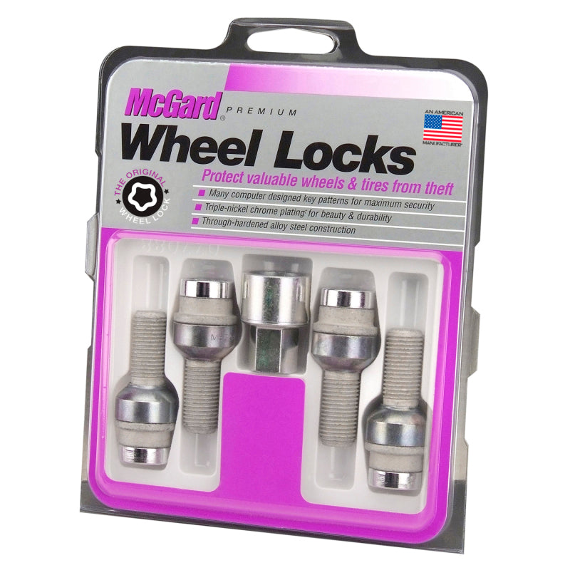 McGard Wheel Lock Bolt Set - 4pk. (Radius Seat) M14X1.5 / 17mm Hex / 28.2mm Shank Length - Chrome - eliteracefab.com