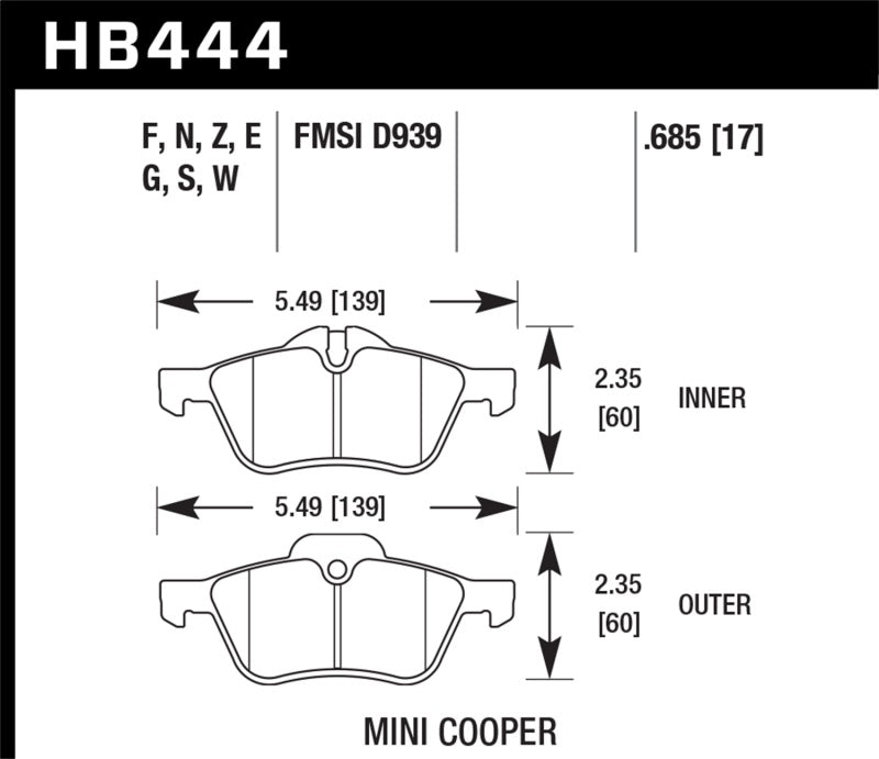 Hawk 02-06 Mini Cooper / Cooper S HPS Street Front Brake Pads - eliteracefab.com